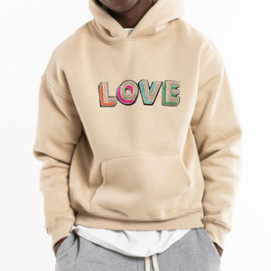custom Heavyweight puff printing logo unisex cropped raw hem hoodie no <b>string</b>,french terry blank plain oversized men <b>hoodies</b> - Product Image 4
