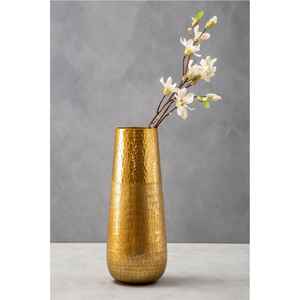 Florero de Piso de Metal Dorado Martillado Hecho a Mano de Lujo, Centro de Mesa Grande con Acabado de Hierro Moderno para Decoración de Hogar, Hotel o Boda - Product Image 1