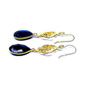 Party Wear Boucles d'oreilles en argent sterling 925 plaqué or Labradorite - Product Image 3