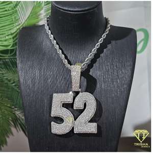 จี้ตัวเลขวันเกิดประดับ925เงินสเตอร์ลิงเครื่องประดับฮิปฮอปเพชร VVS Moissanite - Product Image 2