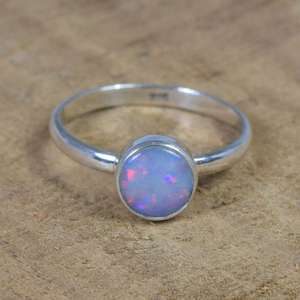 Lab Opal Sterling <b>Silver</b> Rhodium Plated Stacking Ring February Birthstone Jewelry Handmade Gemstone Ring for Women - Product Image 1