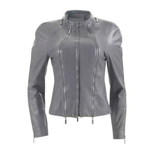 Veste en cuir véritable courte chic pour femmes avec lambris de point unique et vêtements d'extérieur légers à coupe ajustée - Product Image 1