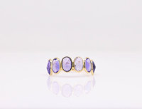 Tendance 100% pierre de naissance naturelle émeraude tanzanite pierre précieuse naturelle 18K or jaune pur empilable anneaux d'éternité pour son OEM