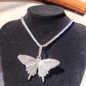 Moissanite Diamond Butterfly Necklace With Tennis <b>Chain</b> Hip Hop Jewelry Iced Out Butterfly Pendant Excellent Cut Gift for Her - Product Image 4