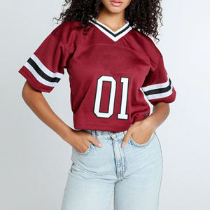 Maillot de football américain blanc à bas prix maillot de gros femmes maillot de football personnalisé maille coupe ample épaule tombante col en V - Product Image 1