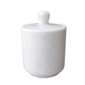 Vente chaude de salière ronde en marbre blanc avec design personnalisé pour la cuisine et le rangement de table, approvisionnement en gros moderne en provenance d'Inde - Product Image 1