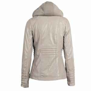 2024 nuevo diseño acolchado chaqueta de cuero Real para mujer estilo moderno con capucha con cremallera bolsillos de algodón transpirable OEM al por mayor - Product Image 2
