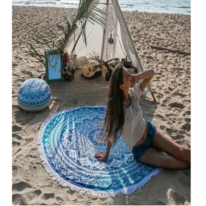 Fait à la main indien Mandala Yin Yang Roundie coton tenture murale tapisserie Hippie plage serviette jeter imprimé cercle Yoga tapis tapis - Product Image 4