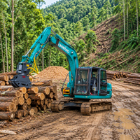 Nouvelle Scie à Grappin XUVOL Facile à Utiliser avec Engrenage à Roulement et Moteur pour Excavatrice Compacte 10-15 Tonnes, Accessoire de Construction Jaune, Garantie 1 An