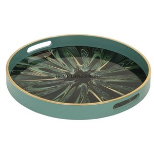 Patrón único Última llegada Boda y fiestas Mesa Centro de mesa y decoración Bandeja de madera de forma redonda con esmaltado desde el interior - Product Image 5