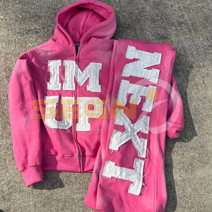 ชุดวอร์มผู้ชายวินเทจผ้าคอตตอนปะติดแบบรูดซิปทำให้ซีดจาง - Product Image 1