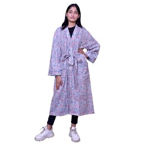 Ladies Summer Casual Vintage Kantha Handwork Pure Cotton Luxury Kimono Robe <b>Spaghetti</b> Strap Quick Dry Breathable Sale - Product Image 5