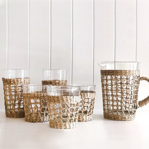 ที่หุ้มถ้วยไม้หญ้าทะเลแขนแก้วหวายธรรมชาติที่วางแก้วทัมเบลอร์แก้วคุณภาพสูงขายส่งผลิตในเวียดนาม - Product Image 4