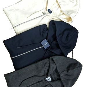 Manteau à capuche pour vêtements de travail automne hiver avec logo imprimé personnalisé veste à capuche en tissu à motif à manches longues de couleur unie - Product Image 5