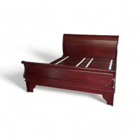 Lit moderne de luxe en bois d'acajou, taille Queen ou King, pour usage commercial hôtelier, adapté aux chambres et appartements, en bois massif respectueux de l'environnement