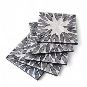 Juego de Posavasos Artesanales de Nácar con Caja de Almacenamiento de Nácar para Organización de Mesa de Café o Té - Product Image 2