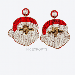 Pendientes de Navidad con cuentas de Papá Noel Joyería festiva hecha a mano Jolly Santa Design Regalos de Navidad ideales - Product Image 4