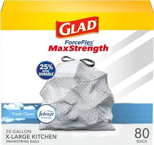 Glad ForceFlex MaxStrength X-Large sacs poubelle de cuisine 20 gallons parfum frais et propre Febreze fraîcheur 80 emballages en plastique - Product Image 4