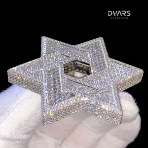 จี้เพชรทรงดาว VVS แบบสั่งทำพิเศษ เงินแท้ 925 ชุบทอง ประดับเพชรทรงบาแกตต์เต็มตัว ดีไซน์คลาสสิก สำหรับทั้งชายและหญิง - Product Image 2