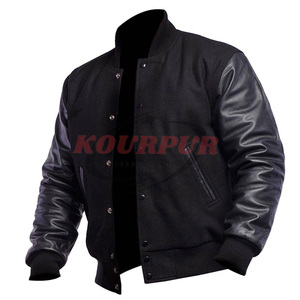 Veste universitaire pour homme de haute qualité avec manches en cuir, col montant, option logo sur le devant, design respirant pour l'hiver - Prix de gros - Product Image 4