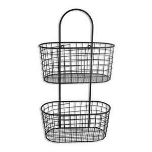 Panier à fruits en fil métallique enduit de poudre noire, panier en fer noir-paniers en métal noir avec poignées - Product Image 3