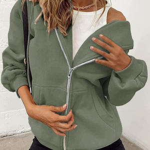 Sudaderas con cremallera para mujer con ajuste personalizado y bordado de etiquetas de impresión de logotipo y marca personalizada para gimnasio o equipos - Product Image 3