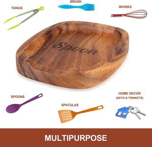 Porte-cuillère en bois d'acacia fait à la main support de cuisine pour cuisinière spatule reste ustensile de cuisine reste cuillère à café meilleur - Product Image 5