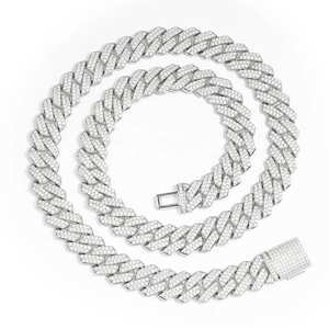 SM Jewels Luxe 925 Sterling Silver Cuban Link Chaîne Collier Glacé Moissanite Diamant Classique Hip Hop Style pour les Fêtes - Product Image 3