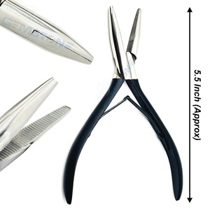 Pince professionnelle pour extensions de cheveux à bouche plate de 5,5 pouces avec dents internes – Outil d'extension en acier inoxydable pour micro-anneaux et nano-perles - Product Image 1