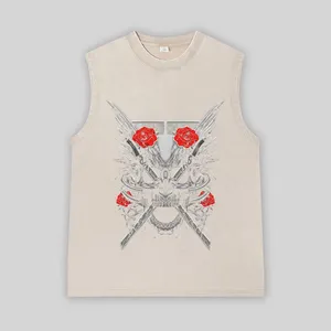 Nuevo diseño, fabricante, ropa de calle personalizada, chaleco para hombre, camiseta sin mangas, camiseta sin mangas Vintage lavada con ácido para hombre - Product Image 6