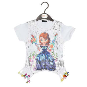 Camiseta con volantes de red para niñas - Blanca - Product Image 1