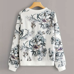 Sweat-shirt en tricot imprimé pour femmes en couleur unie, haut décontracté à manches longues, style streetwear, 100% coton, vente en gros - Product Image 2