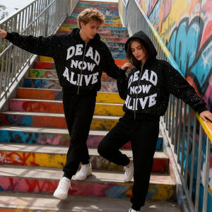 เสื้อฮู้ดดี้ผู้ชายผ้าฝ้าย 100% ลายสก็อต ปักลายดีไซน์เนอร์คุณภาพสูง ซิปหน้า สีสันตัดกัน ล้างสีแบบแอซิดวอช ผ้าวาฟเฟิล สำหรับฤดูหนาว - Product Image 3