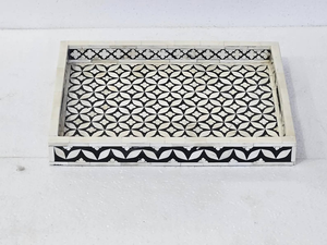Bandeja decorativa de patrón sólido ecológico Crescent Crafts del proveedor indio Bandejas de almacenamiento y servicio de incrustaciones de hueso para uso doméstico - Product Image 4