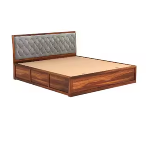 Lit en teck avec tête de lit rembourrée en tissu - Product Image 6