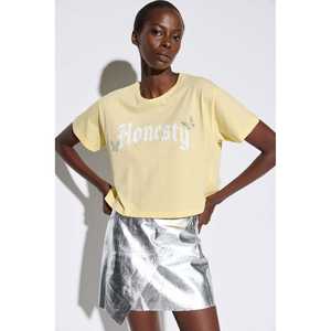 Top Corto Estampado para Mujer, Corte Ajustado, 100% Algodón y Elastano, Transpirable, Estilo Casual de Verano con Decoración de Logotipo, Talla XS - Product Image 1