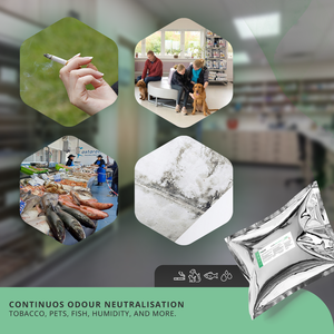 Neutralizador de Olores Polímero Fórmula Verde: Olores de Tabaco, Mascotas, Peces y Humedad - Tableta Sólida de 40g - OEM / Marca Privada - Product Image 3