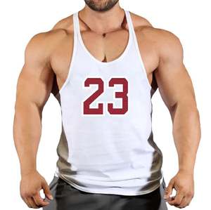 Coton épais uni blanc sport GYM sans manches t-shirts OEM imprimé logo ample grande taille uni hommes Singlet débardeur gilet - Product Image 3