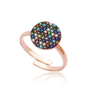 Colorful CZ Stone <b>Adjustable</b> <b>Ring</b> Rhodium Plated Handmade Turkish Wedding & Party 925 Sterling Silver Women's Trendy Jewelry - Product Image 1