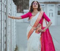 Sari en soie de créateur dernier cri avec Rich Pallu & Jacquard Work All Over Party Wear