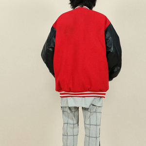 Veste bomber courte en cuir brodée en chenille, logo personnalisé, streetwear, pour femmes, fabrication OEM - Product Image 4