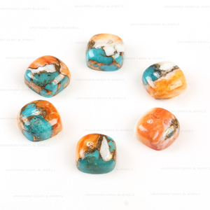 Quartz cuivre huître épineuse naturelle 10x10mm coussin pierre précieuse en vrac fabrication de bijoux fournisseur indien - Product Image 2