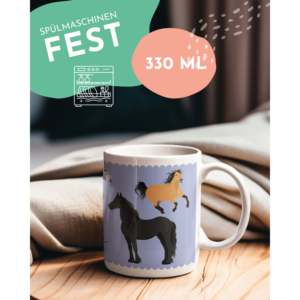 Tasse en céramique bleue avec motif cheval et inscription Love (environ) Bouteille de 330 ml pour les passionnés d'équitation et un design amusant de dessin animé, idéale pour les cadeaux - Product Image 2