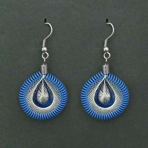 Tip Top Fashions Pendientes colgantes de hilo azul y blanco Chapado en rodio Gota DE LA Style-1316104A - Product Image 1