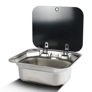 TYTXRV RV Caravan Camper 304 Stainless Steel Square Single Bowl Hand Wash Basin Kitchen Sink Portable Caravan Kitchen Sink