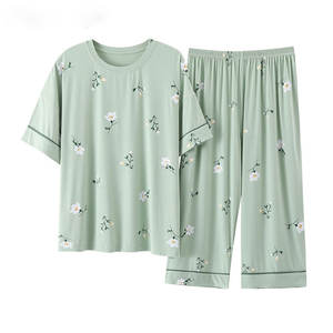 100% Cotton Corduroy Breathable Pajamas Set Short-sleeved <b>Trousers</b> 2 Pcs Simple Casual Home Wear Suits Sleepwear Nightwear - Product Image 2