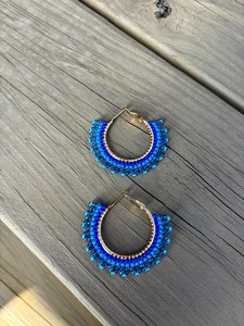 Boho <b>bead</b> earrings with turquoise design andy cascading <b>fringe</b>, unique jewelry gift - Product Image 2