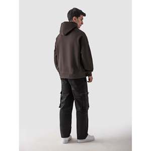 Sudadera con Capucha Marrón Mocha Desgastada, Talla XXS, Estilo Urbano, 100% Algodón, Sudadera de Invierno con Cierre de Cremallera - Product Image 4