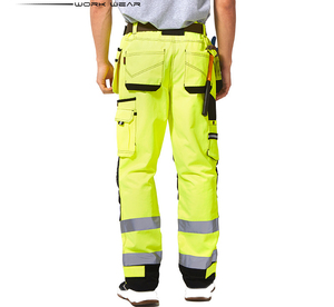 Ropa de trabajo de algodón y poliéster de alta resistencia personalizada, pantalones con múltiples bolsillos para hombre, pantalones de trabajo de alta visibilidad, cintas reflectantes, taller de seguridad - Product Image 3