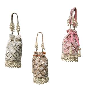 Bolsa Potli con cuentas hecha a mano personalizada 2025 para mujer, exportación desde la India - Product Image 1
